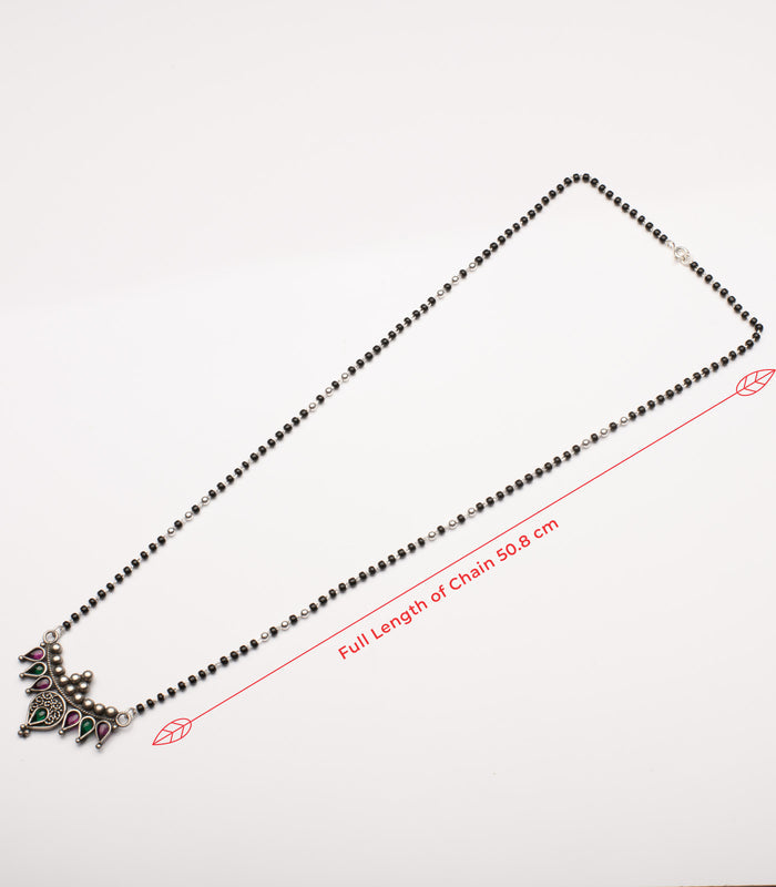 Dual Stone Antique Mangalsutra Set (Silver)