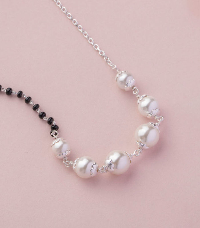 Dual Style Six Pearl Mangalsutra (Silver)
