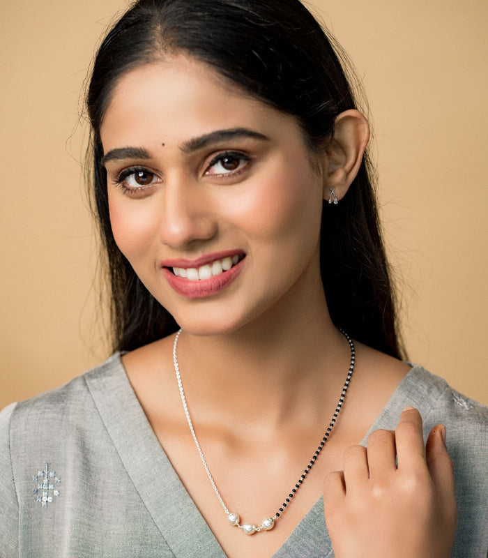 Dual Style Triple Pearl Mangalsutra (Silver)