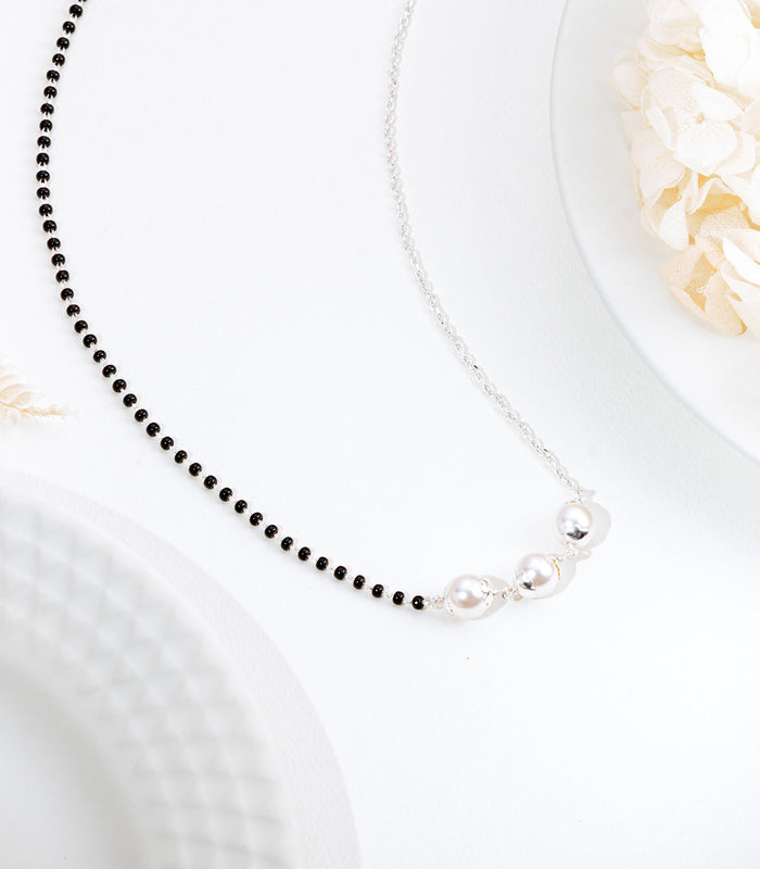 Dual Style Triple Pearl Mangalsutra (Silver)