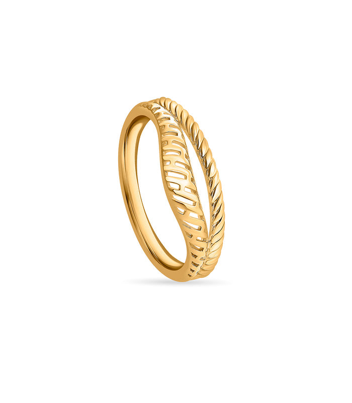 Dual Textured Gold Finger Ring