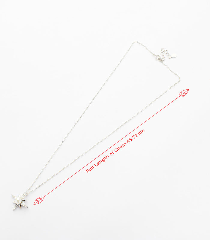 Elegant Star With Pearl Necklace (Silver)