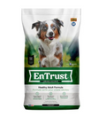 EnTrust dog food package with a dog on the label against a white background