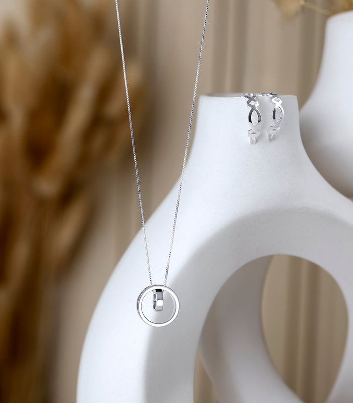 Eternal Loop Necklace Set (silver)