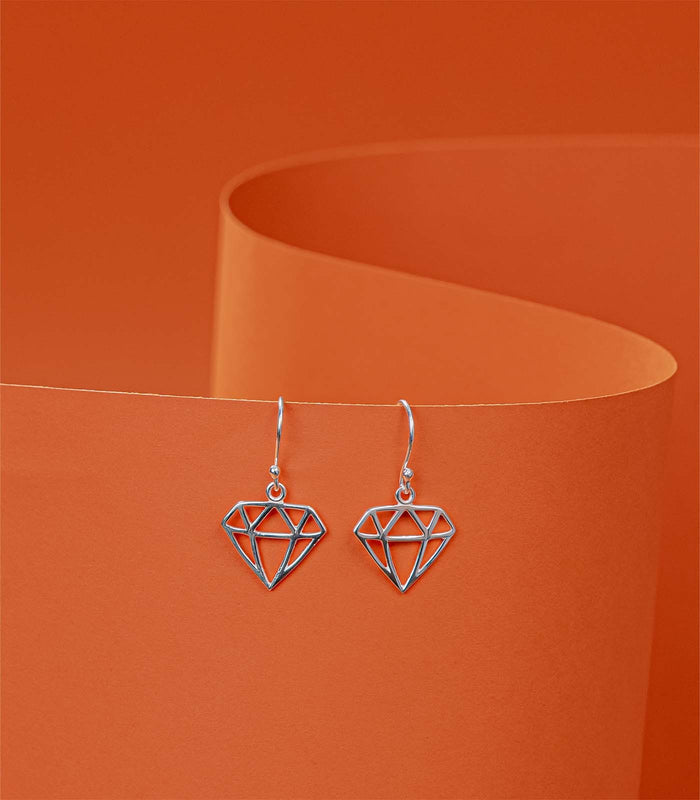 Fashion Diamond Outlined Earrings (Silver)