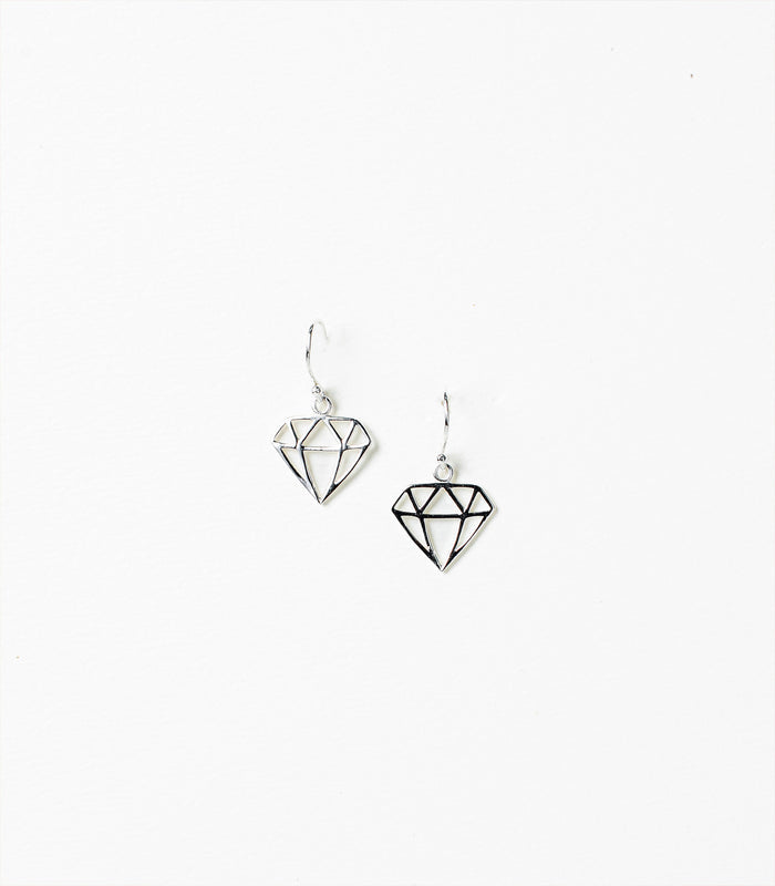 Fashion Diamond Outlined Earrings (Silver)