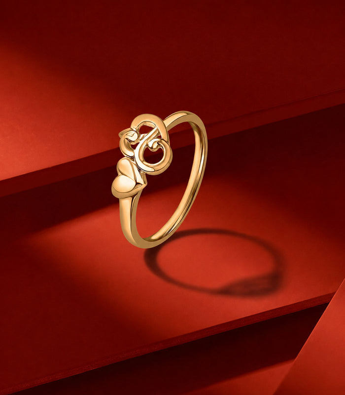 Filigree Heart Duo Gold Finger Ring