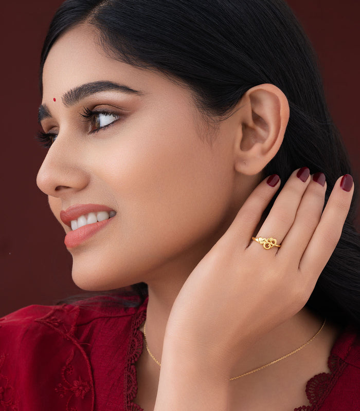 Filigree Heart Duo Gold Finger Ring