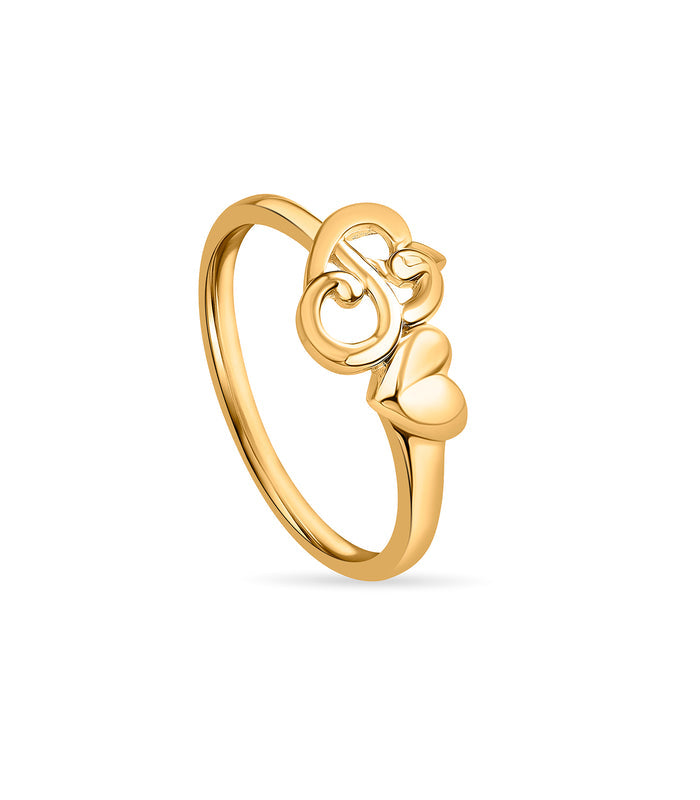 Filigree Heart Duo Gold Finger Ring