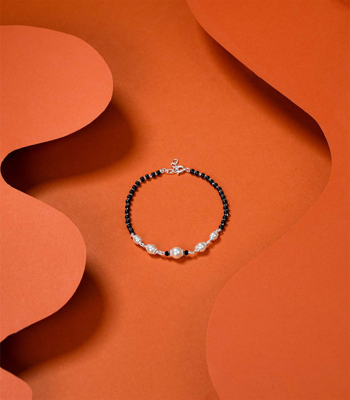 Five Pearls Mangalsutra Bracelet (Silver)