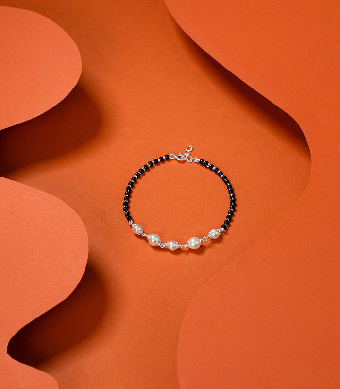Five Pearls Mangalsutra Bracelet (Silver)