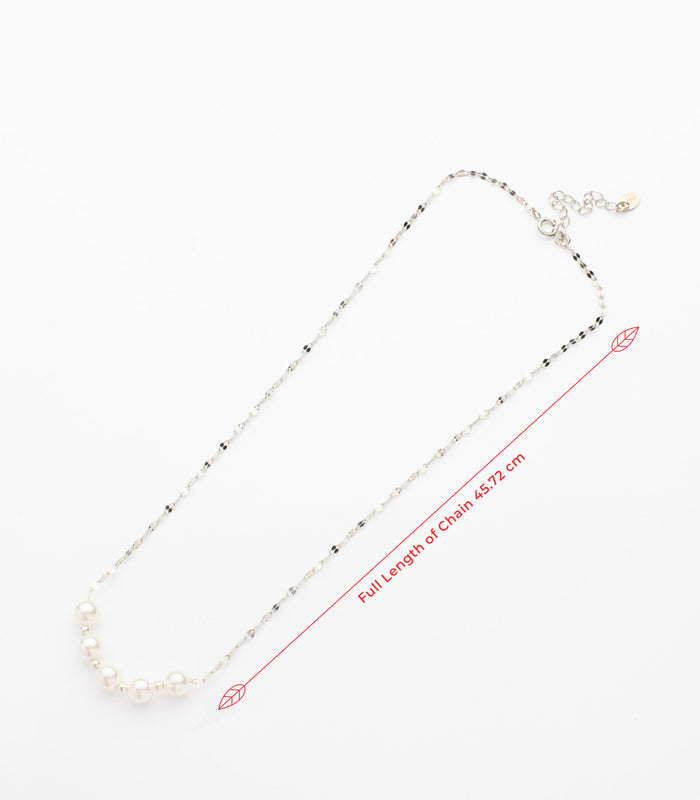 Five Pearls String Necklace (Silver)