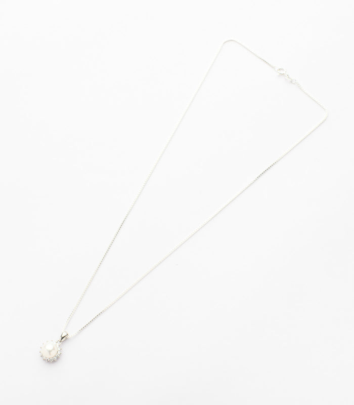 Floracion Pearl Necklace Set (Silver)