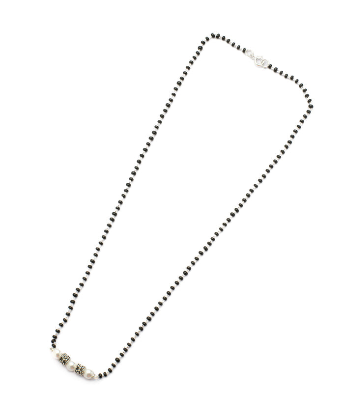 Floral Art Pearl Mangalsutra (Silver)