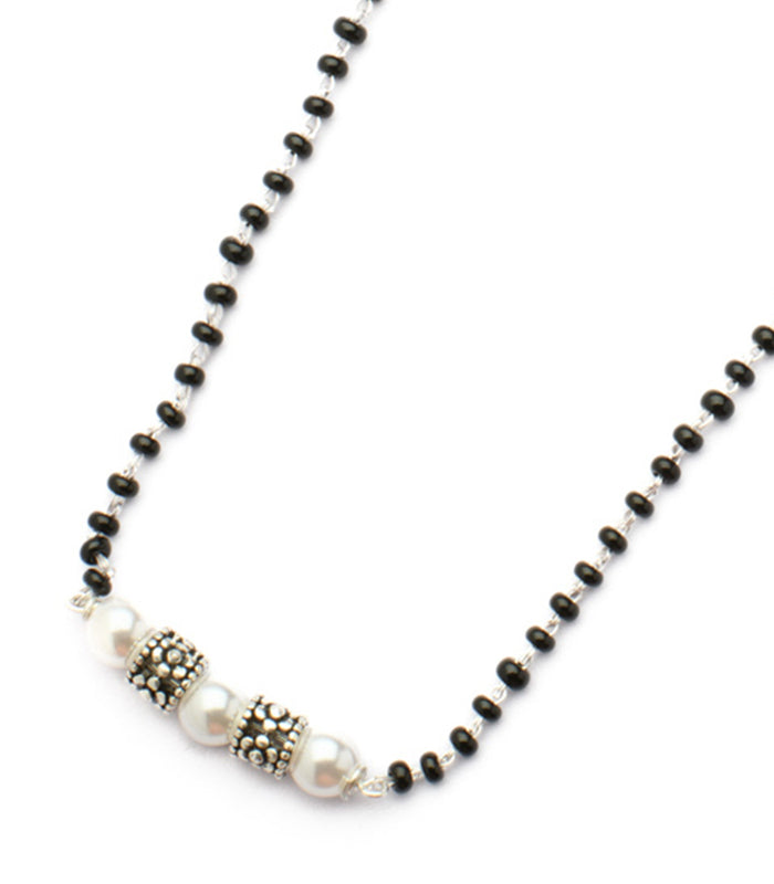 Floral Art Pearl Mangalsutra (Silver)