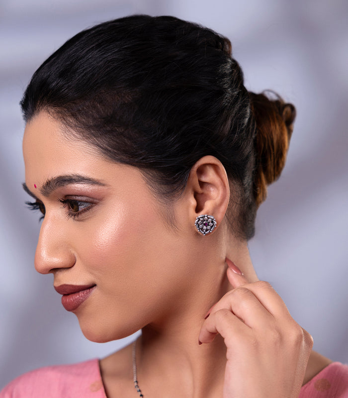 Floral Charm Mangalsutra Set (Silver)