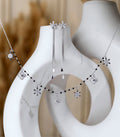 Floral Charm Necklace Set (Silver)