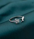 Floral Luxe Adjustable Finger Ring (Silver)