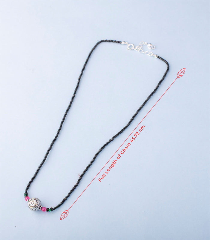 Floral Orb Antique Mangalsutra (Silver)