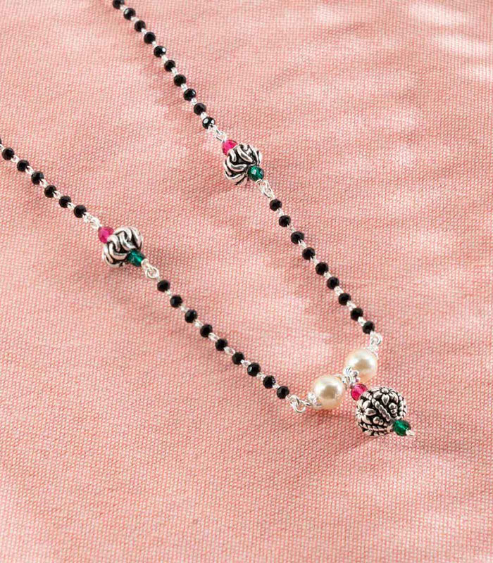 Floral Orb Mangalsutra (Silver)