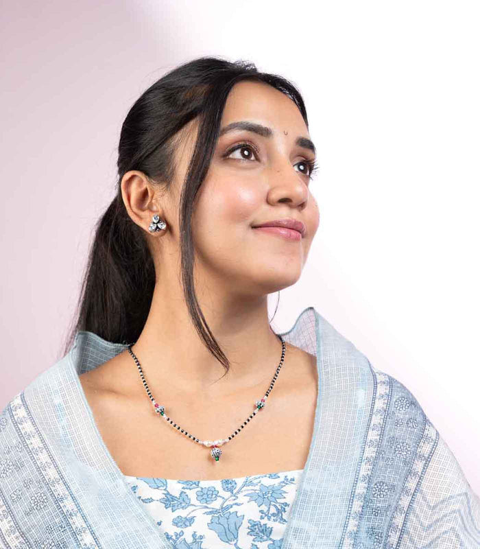 Floral Orb Mangalsutra (Silver)