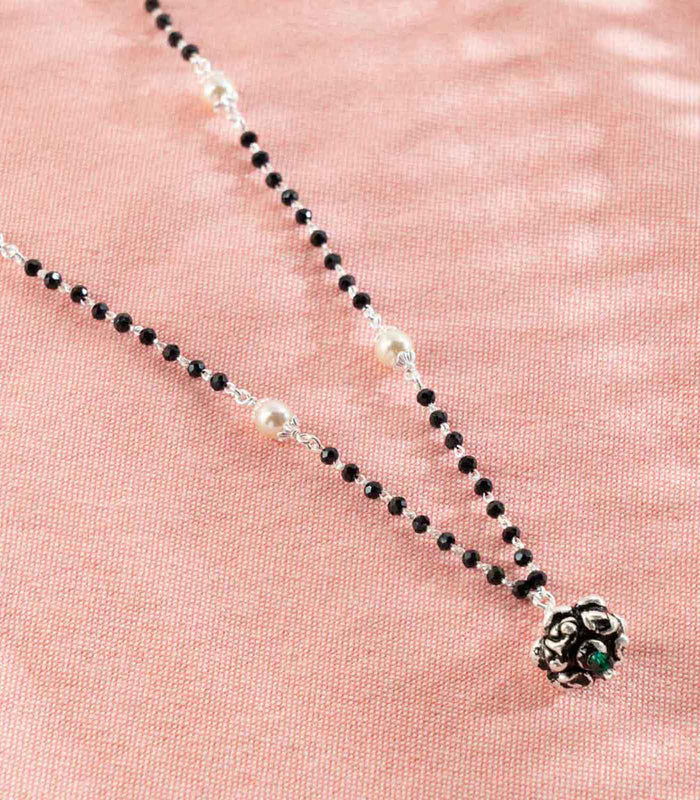 Floral Orb Mangalsutra (Silver)