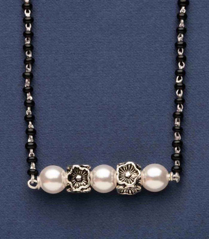Floral Pearl Mangalsutra (Silver)