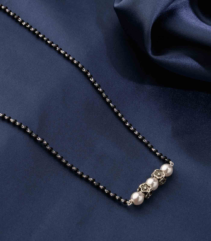 Floral Pearl Mangalsutra (Silver)
