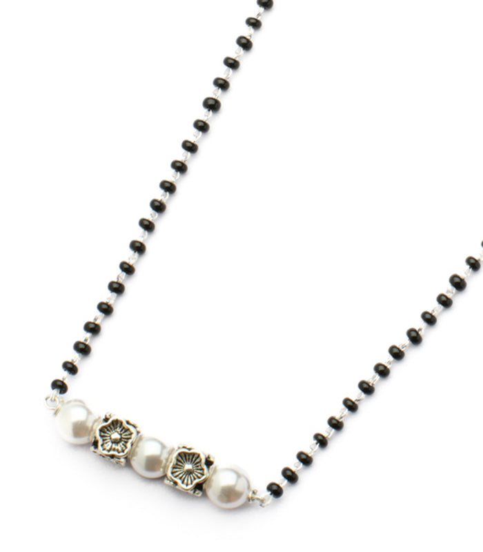 Floral Pearl Mangalsutra (Silver)