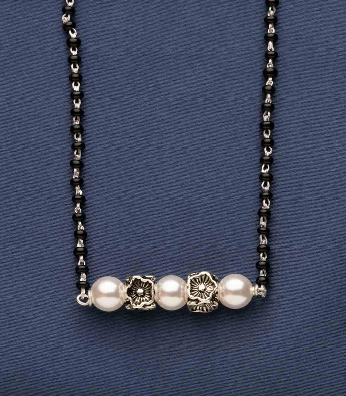 Floral Pearl Mangalsutra (Silver)