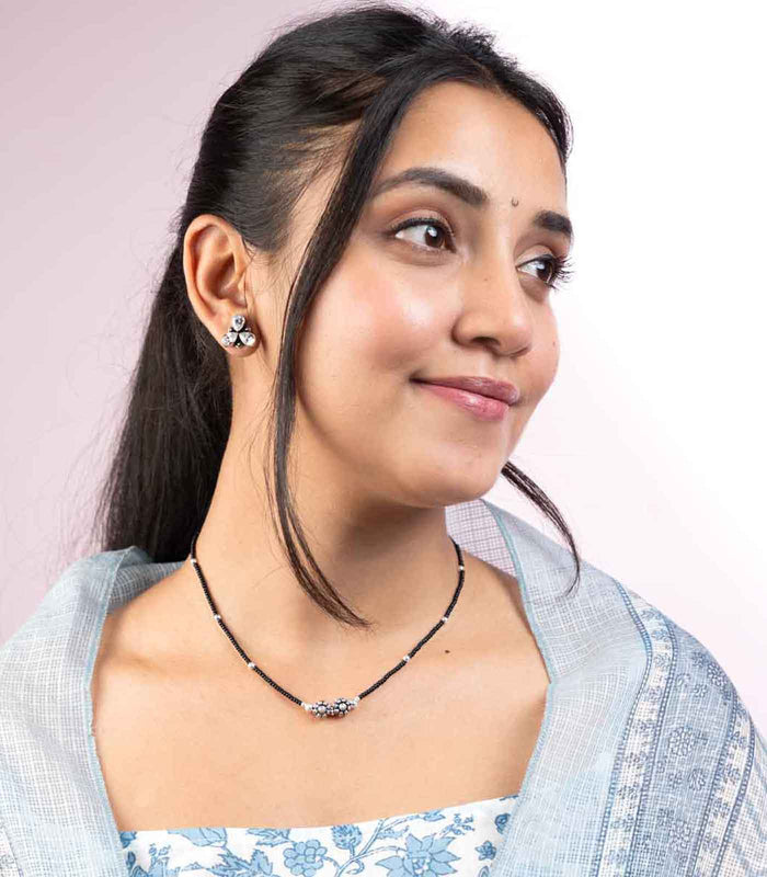 Floral Shape Mangalsutra (Silver)