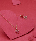 Floral Square Necklace Set (Silver)