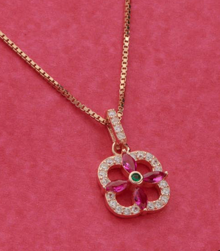 Floral Square Necklace Set (Silver)