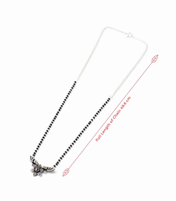 Floral Stone Antique Mangalsutra (Silver)
