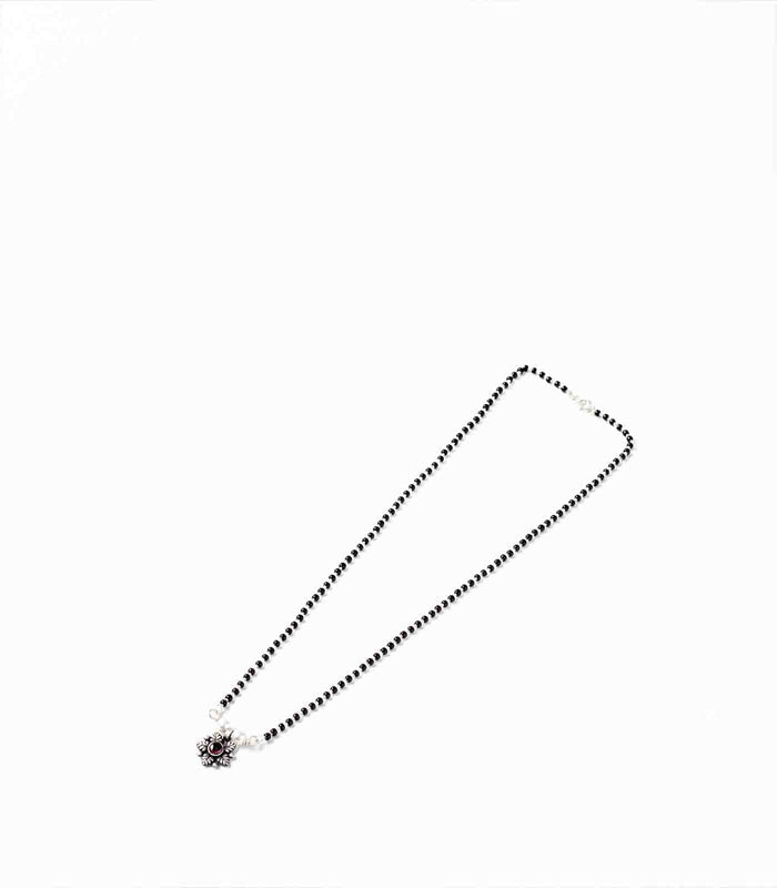 Floral Stone & Pearl Antique Mangalsutra (Silver)