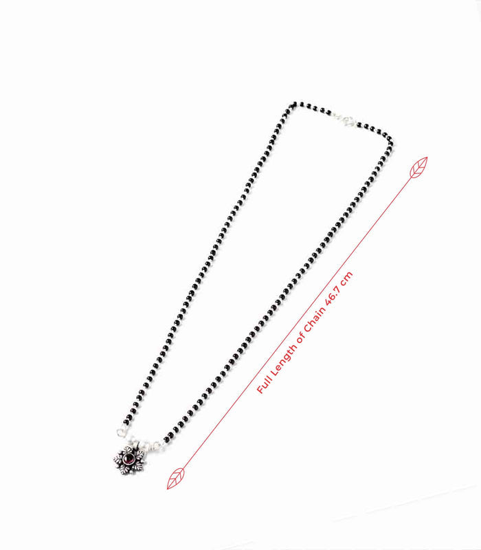 Floral Stone & Pearl Antique Mangalsutra (Silver)