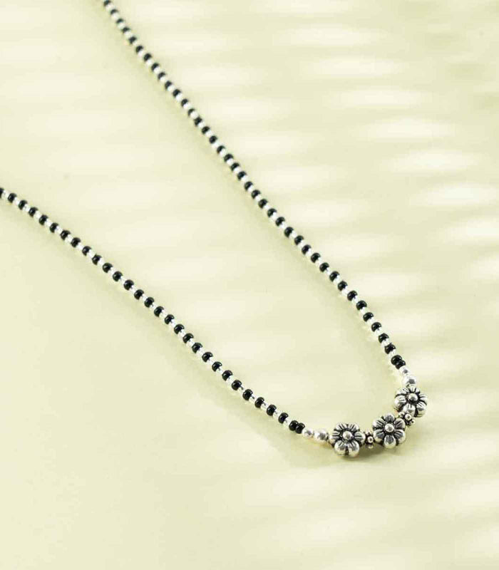 Floral Triplet Mangalsutra (Silver)