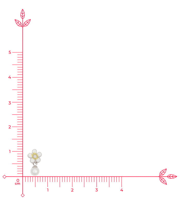 Flower And Bead Earrings (Silver)