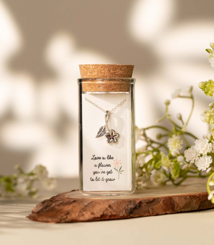 Flower & Leaf Necklace (Silver)