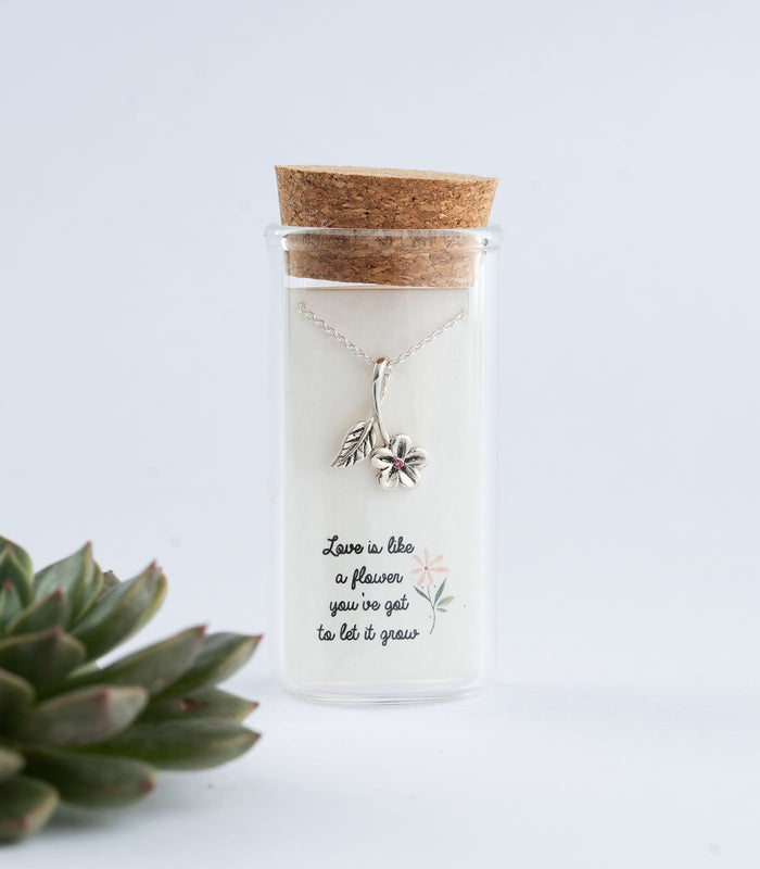 Flower & Leaf Necklace (Silver)
