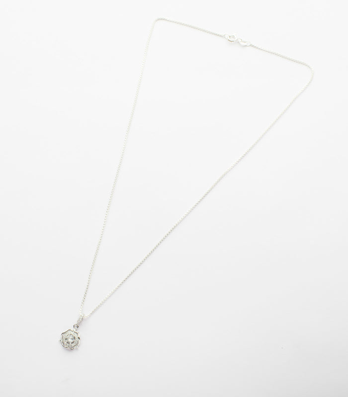 Flowers Of Adorable Gemstones Pendant Set (Silver)