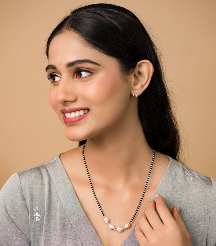 Four Pearl Mangalsutra (Silver)