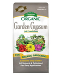 Bag of Espoma Organic Garden Gypsum soil conditioner with gardening scene on label
