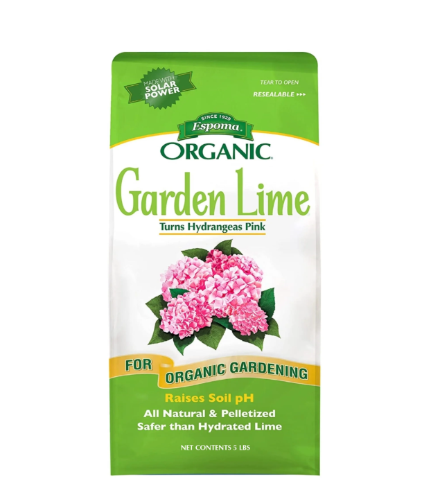 Package of Espoma Organic Garden Lime with pink flowers on a white background