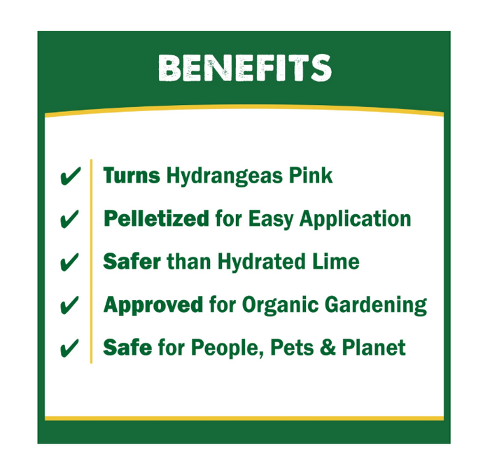 List of benefits for a product used in gardening on a green and white background