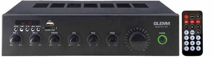GLEMM PAA 100T Amplificatore 4-8 Ohm o 70/100V da 100W con lettore MP3 - TechSoundSystem.com