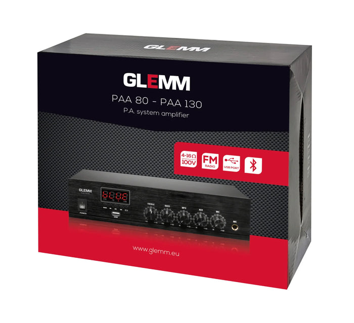 GLEMM PAA 130 Mini amplificatore classe D 130W su 4-16ohm o 70/100V - alimentazione 24V