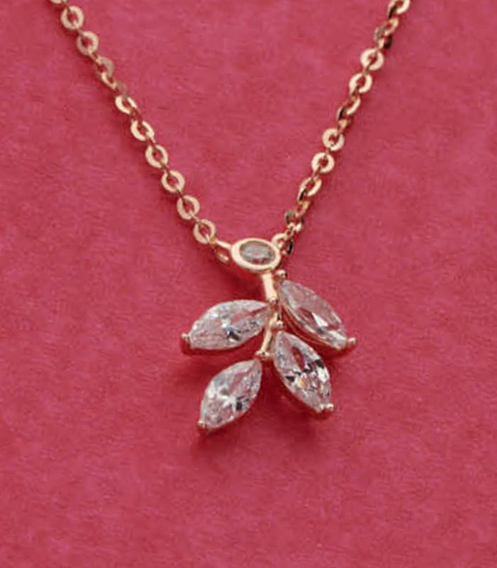 Gold Coloured Dangling Leaves Necklace (Silver)