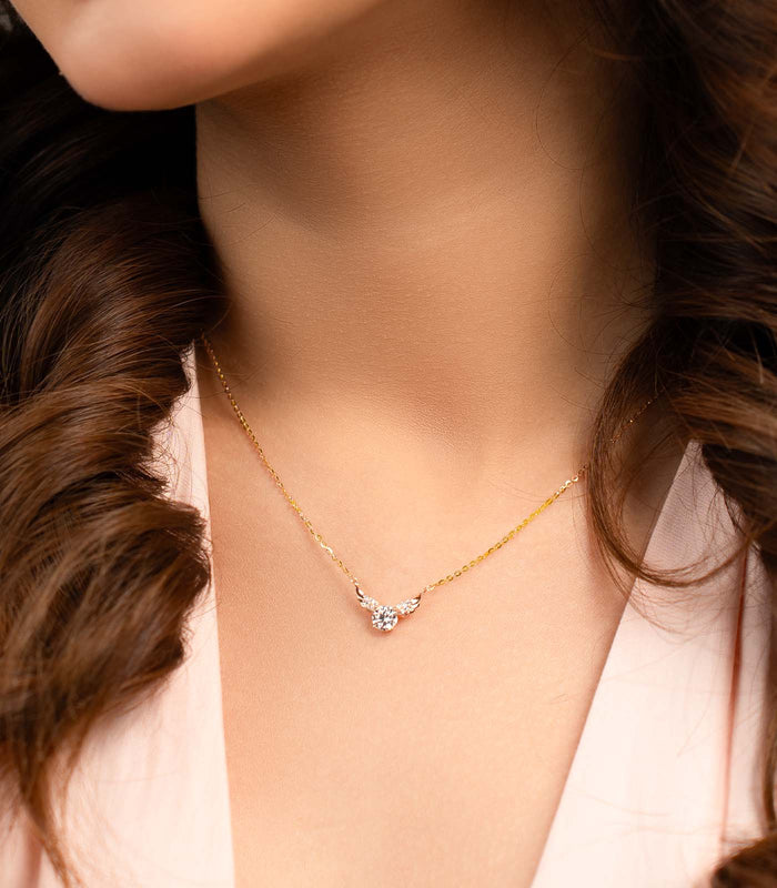 Gold Coloured Flying Sphere Necklace (Silver)