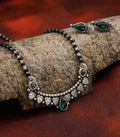 Green Stone Antique Mangalsutra Set (Silver)